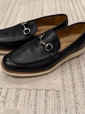 Cole Haan Black Leather Bit-Detail Slip-On Loafers